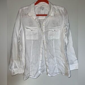 J. Jill White Women’s Button Down 100% Linen Shirt